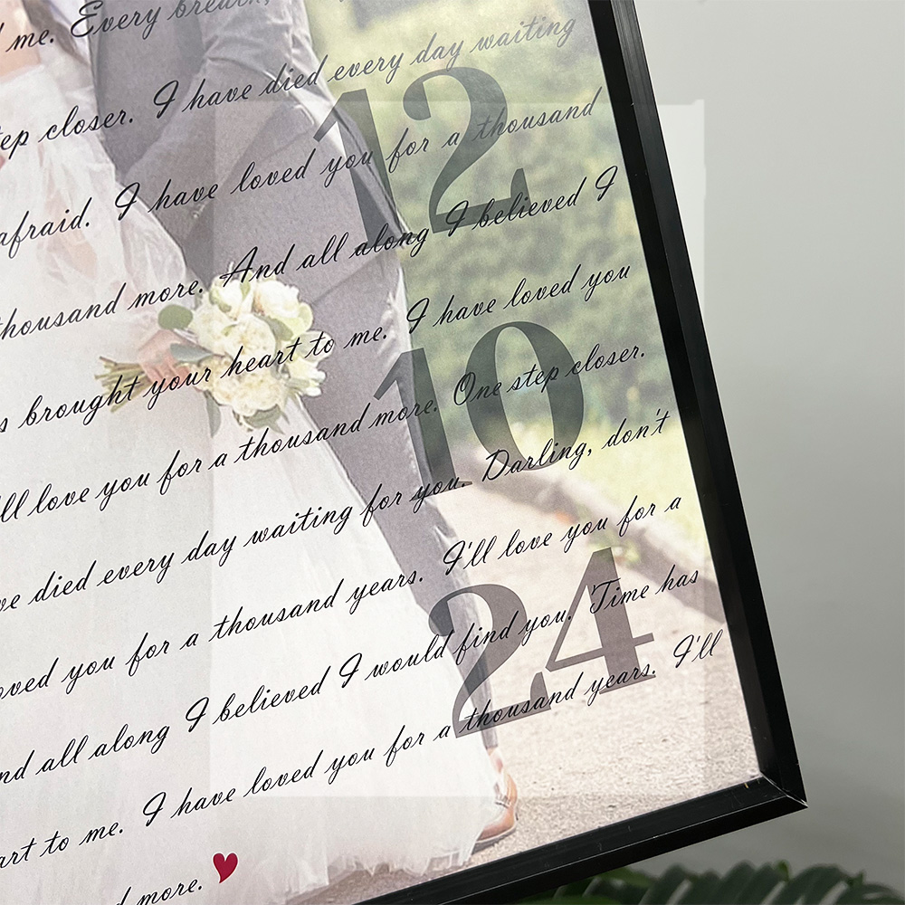 Custom Song Lyrics Couple Photo Frame, Wedding Anniversary Gift