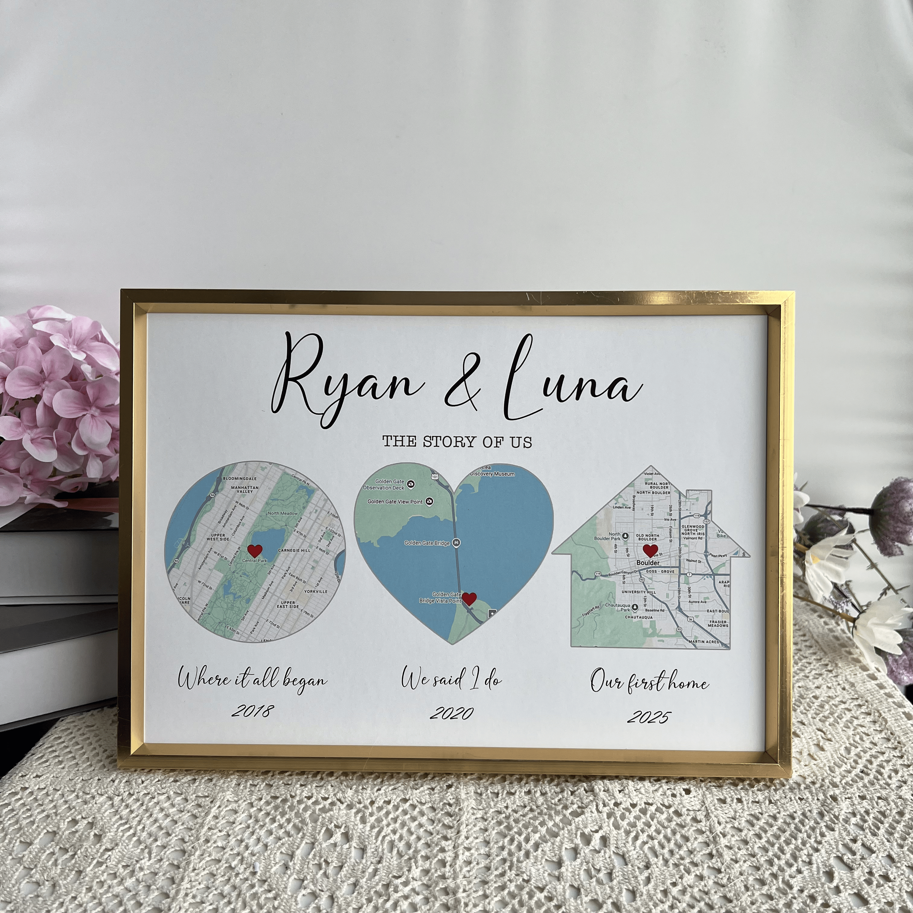 Custom Love Journey Map  – Personalized Couple's Gift