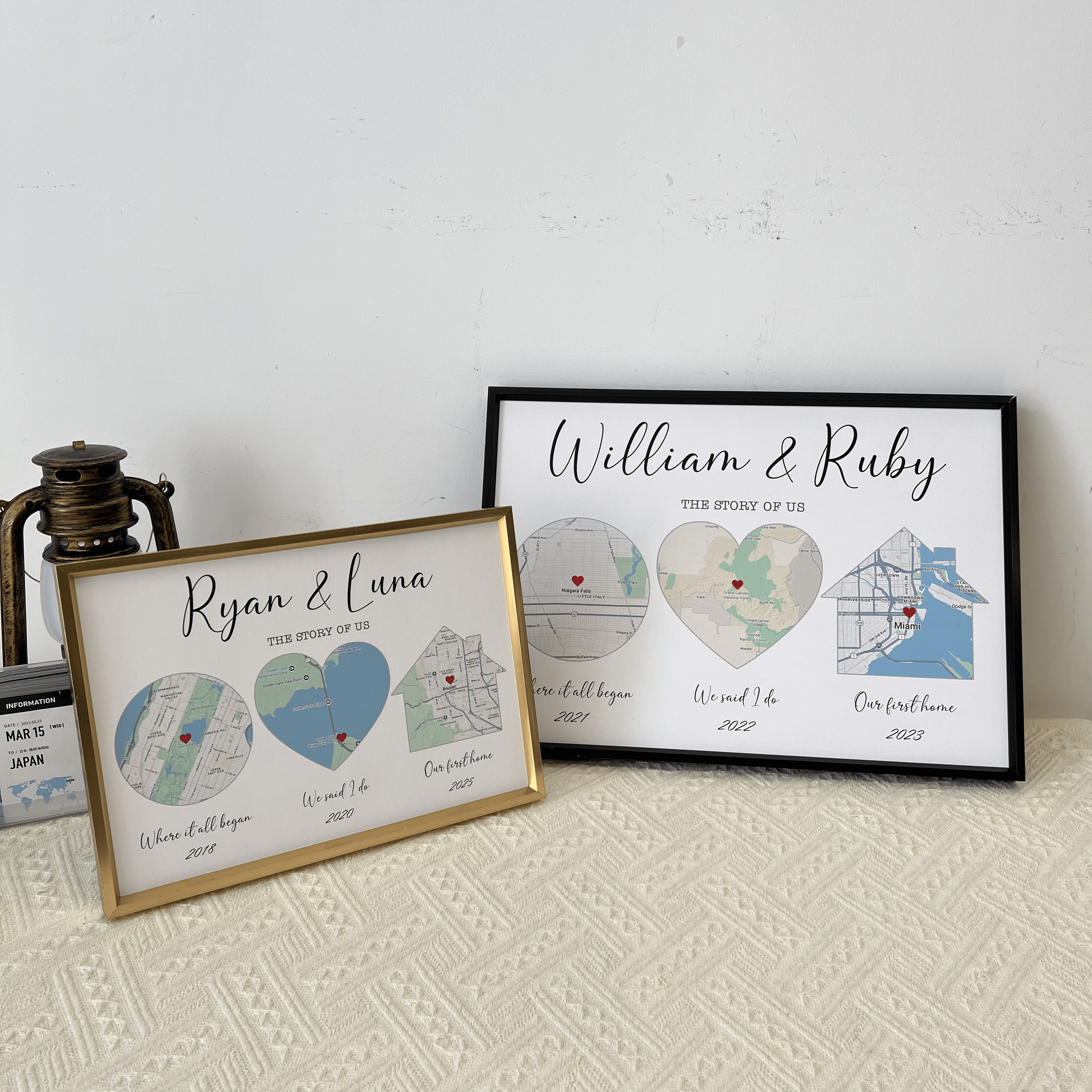 Custom Love Journey Map  – Personalized Couple's Gift
