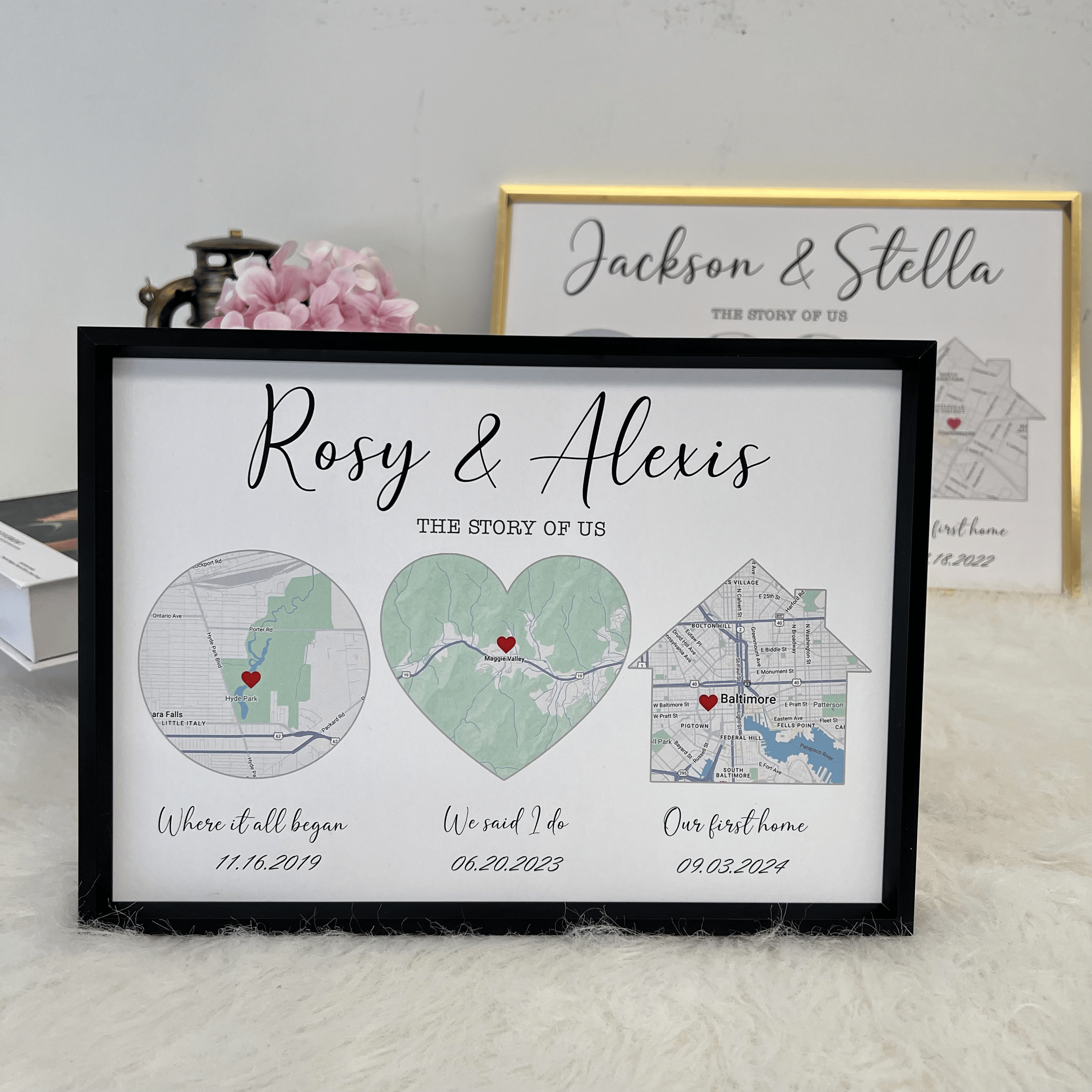 Custom Love Journey Map  – Personalized Couple's Gift