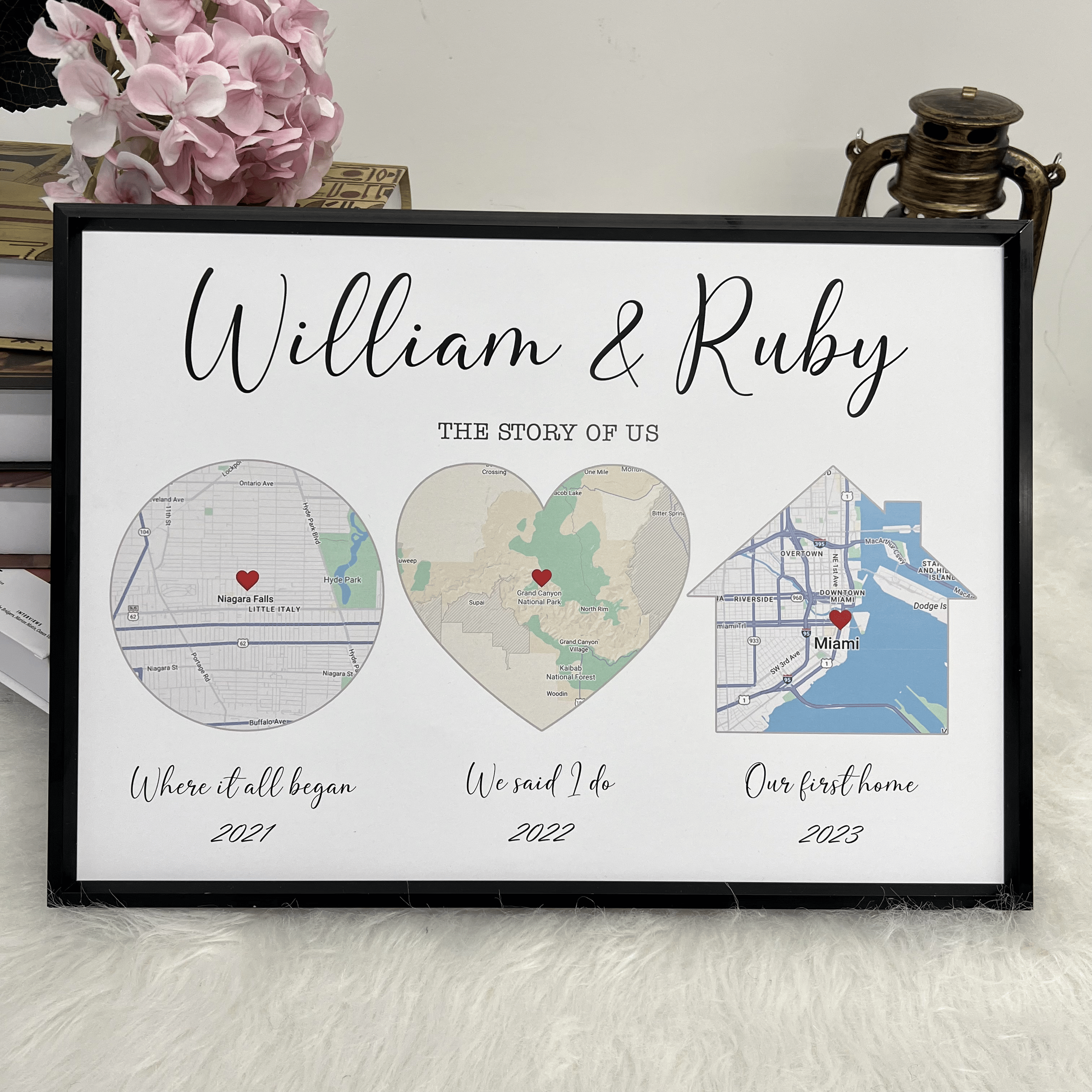 Custom Love Journey Map  – Personalized Couple's Gift