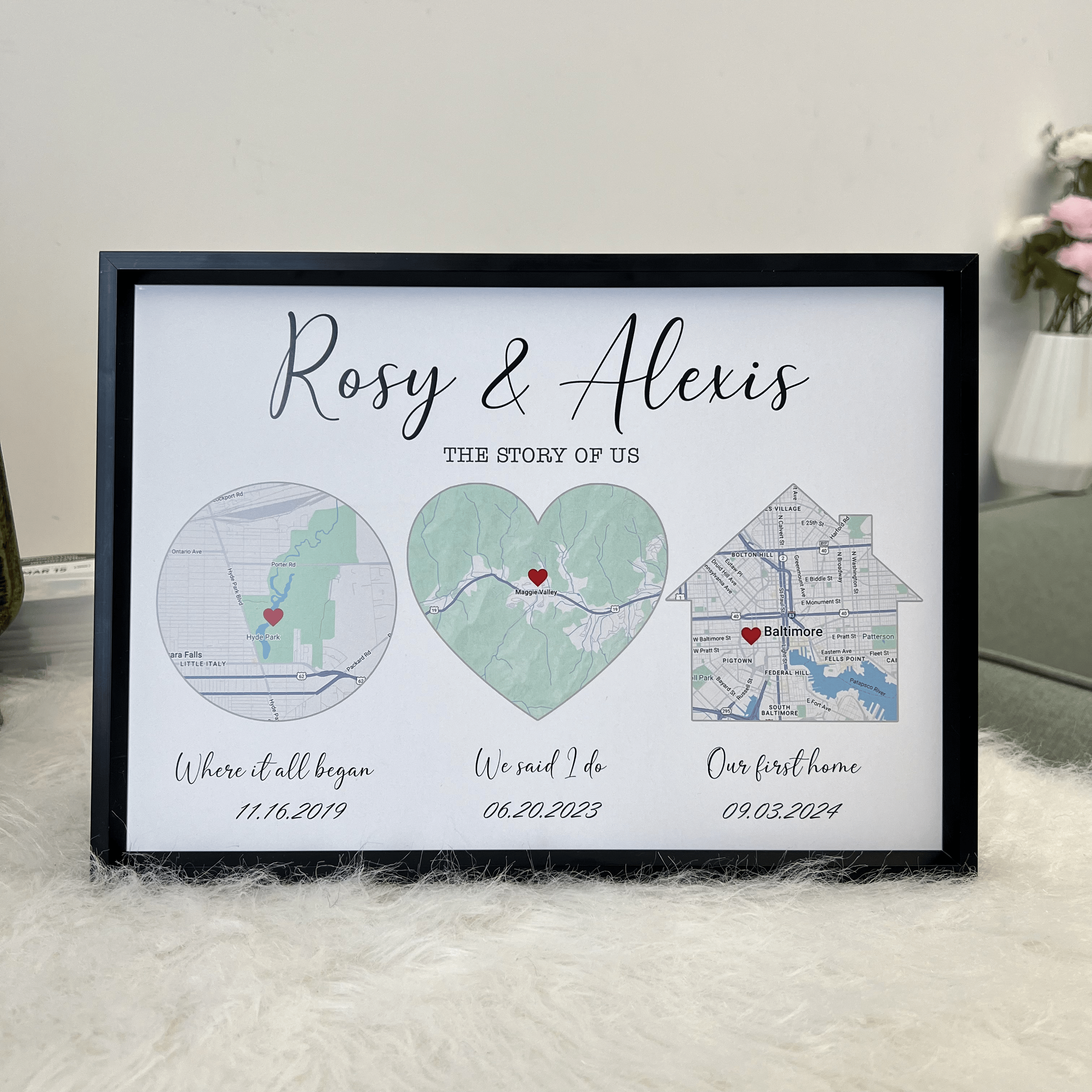 Custom Love Journey Map  – Personalized Couple's Gift