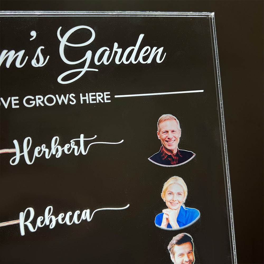 Let Love Grow In Mom's Garden Custom Family Birth Flower With Name & Photo Led Light