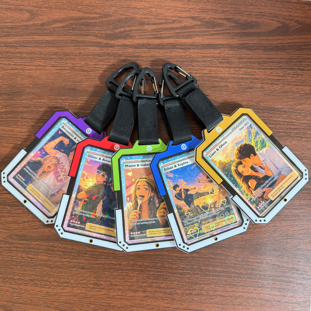 50% OFF💕Personalized Couple Anime Supporter Trainer Card Pokecard Acrylic Pendant