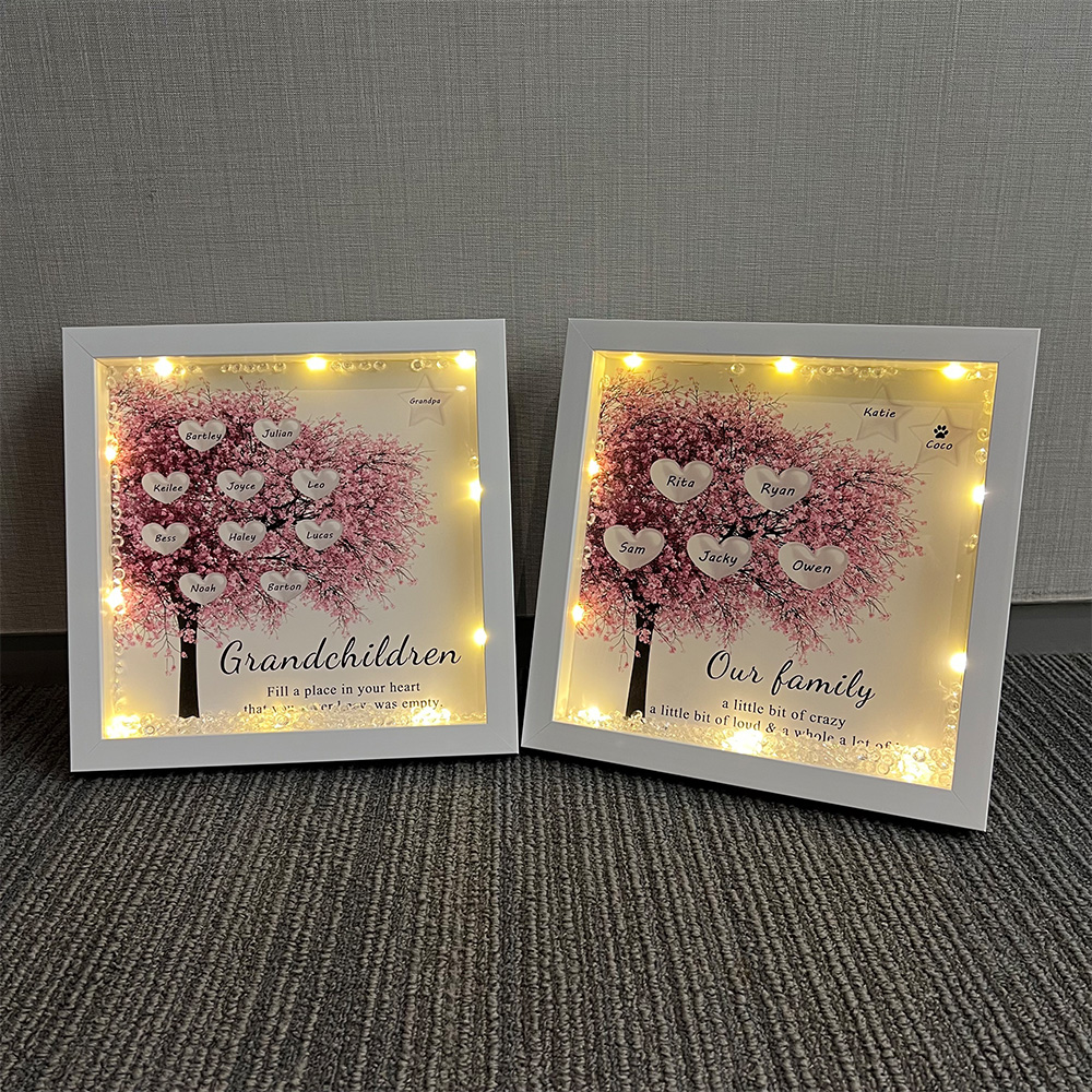 50% OFF✨Custom Family Tree Heart Light Frame Gift With Stars
