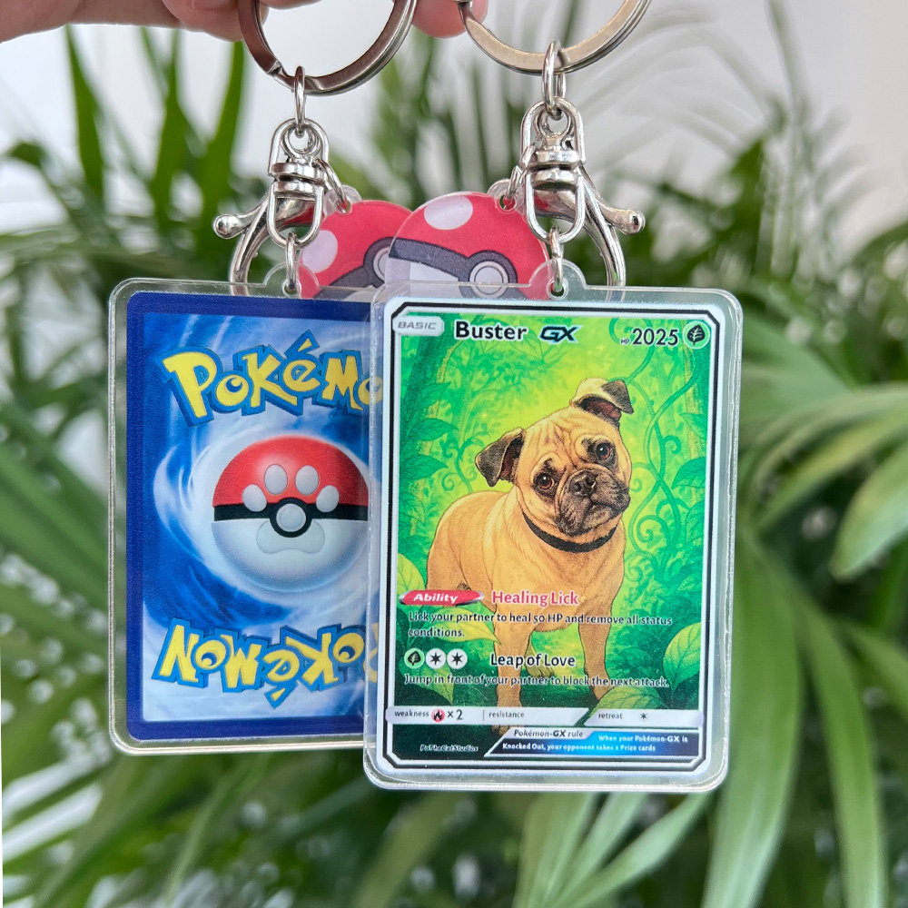 50% OFF🐶Personalized Pet Photo Anime Art Card Pokecard Keychain