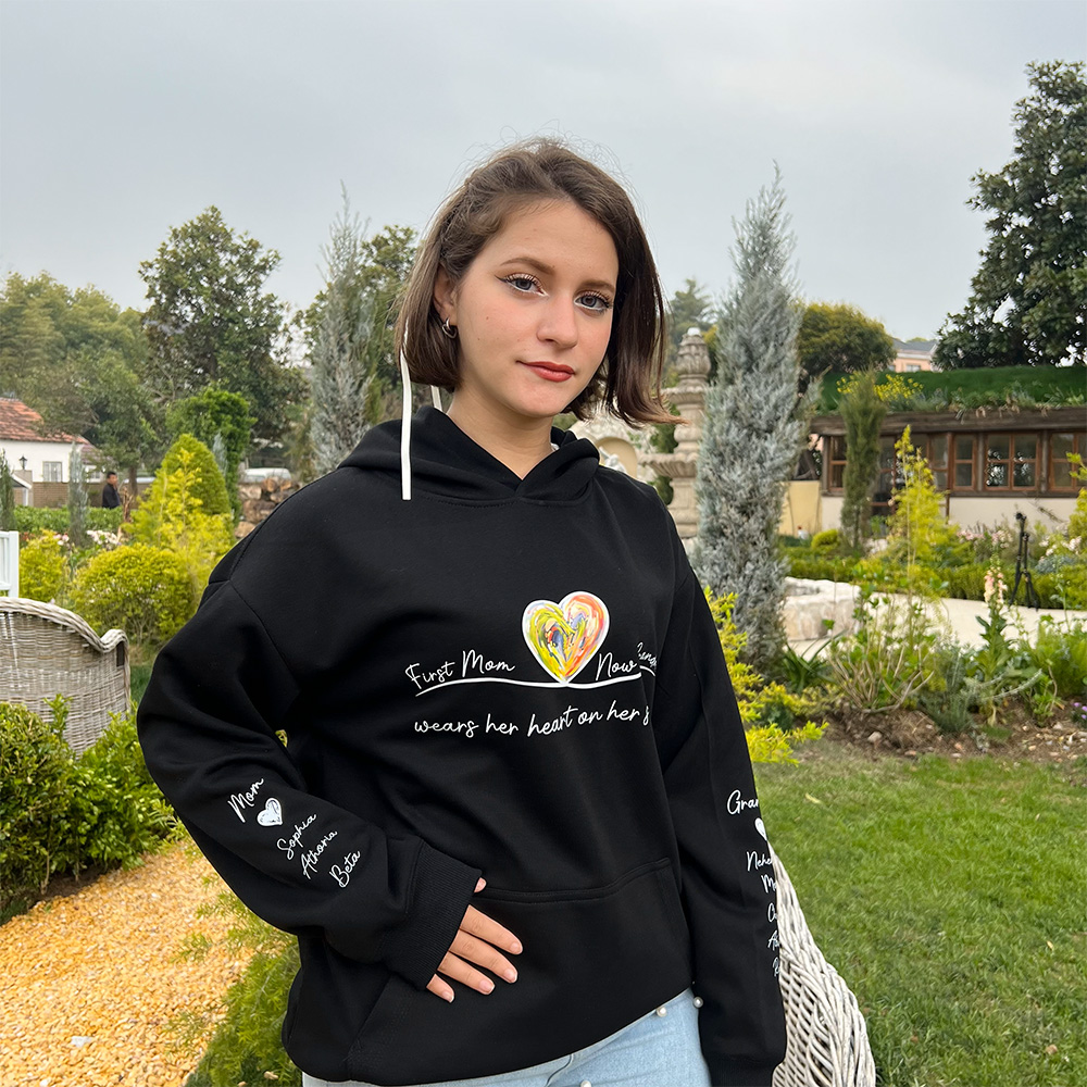 First Mom Now Grandma Custom Names On Sleeve - Personalized Sweatshirt, Hoodie