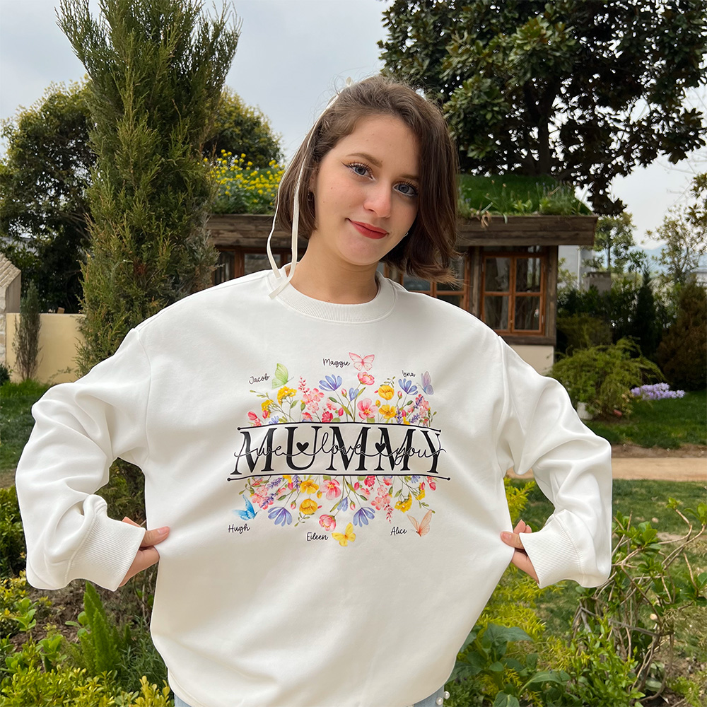 50% OFF🌟Custom Mummy with Kid Name Sweatshirt, Hoodie