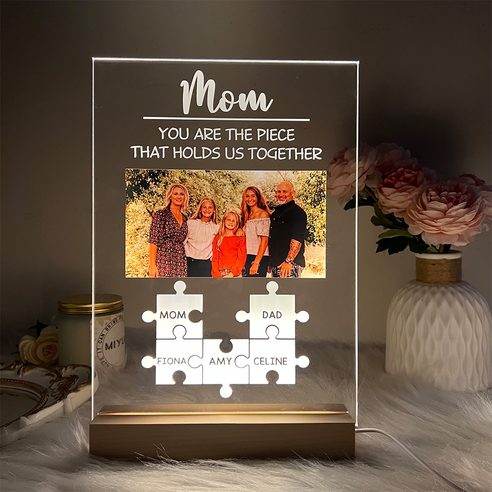 Personalized Photo & Names Puzzle LED, You Are The Piece That Holds Us Together