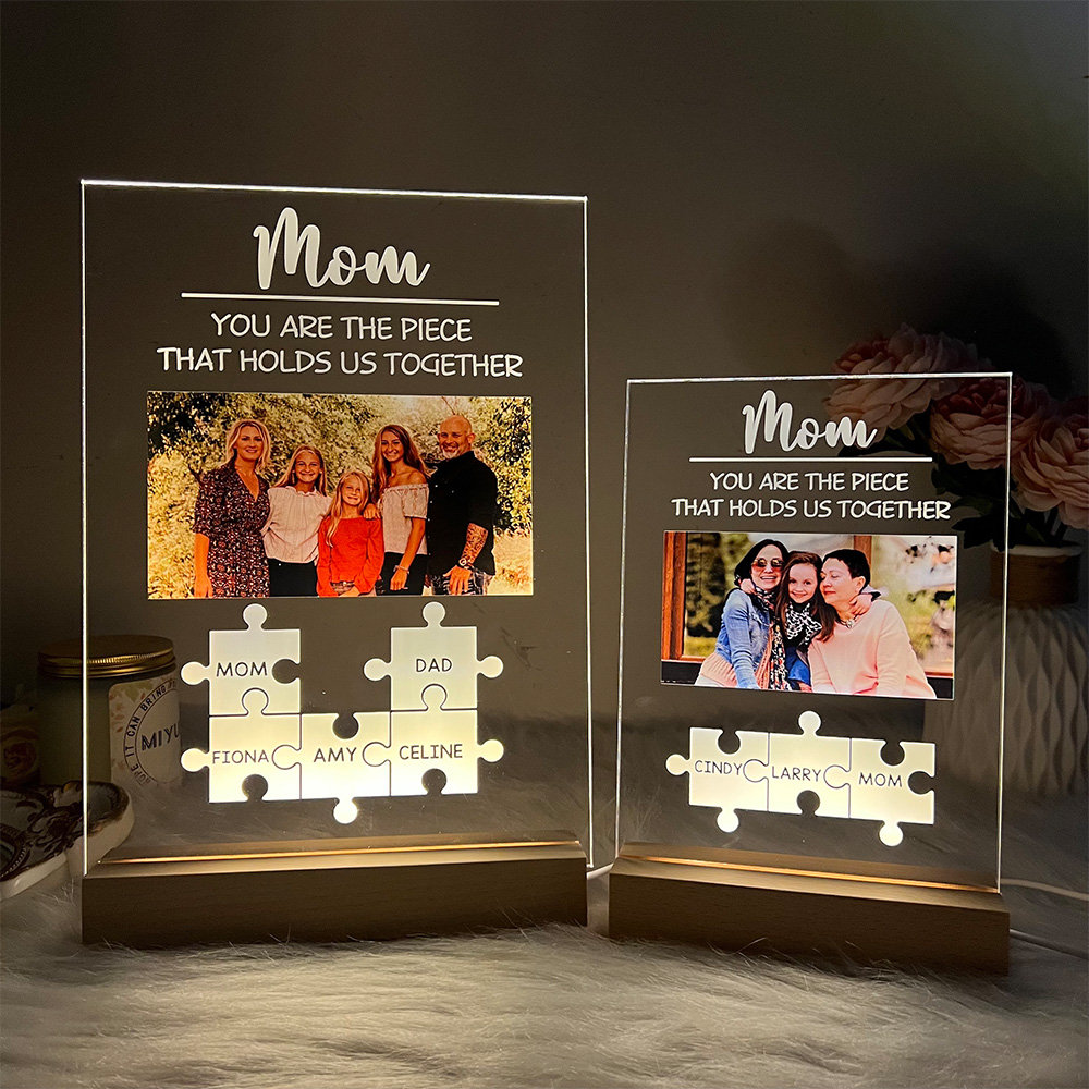 Personalized Photo & Names Puzzle LED, You Are The Piece That Holds Us Together