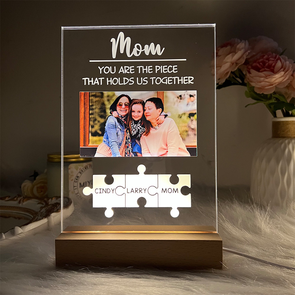 Personalized Photo & Names Puzzle LED, You Are The Piece That Holds Us Together