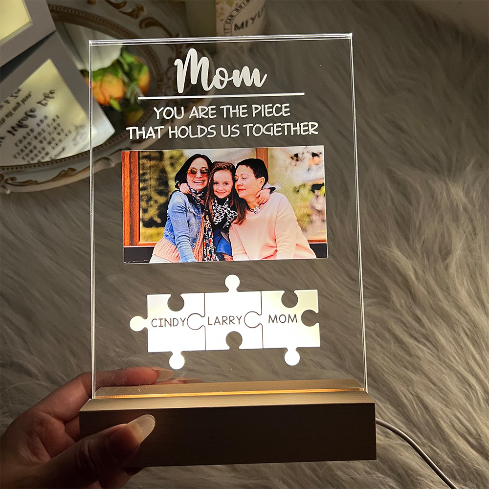 Personalized Photo & Names Puzzle LED, You Are The Piece That Holds Us Together