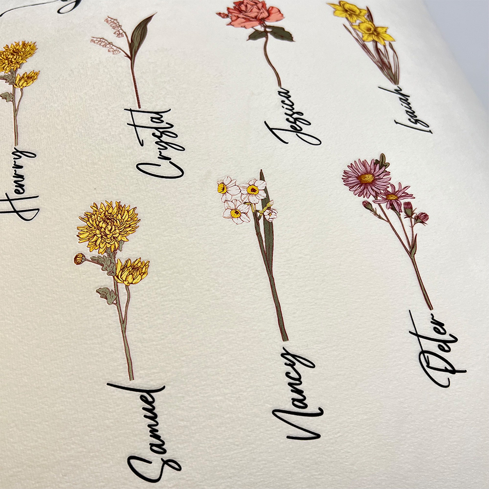 50%OFF⭐️Birth Month Flower Customized Pillow Cushion, First Mom Now Grandma