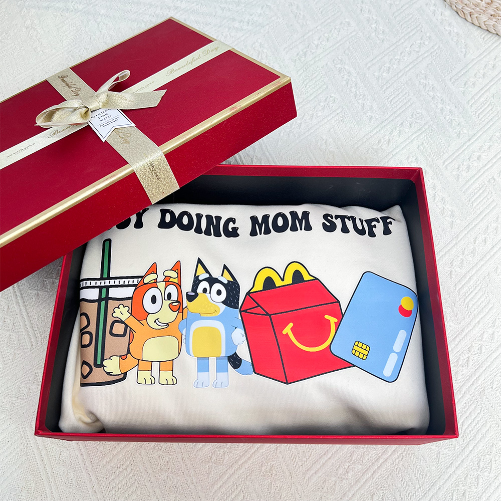 50% OFF🐶BUSY DOING MOM STUFF Custom Mama Sweatshirt, with Kid Names on Sleeve Sweatshirt