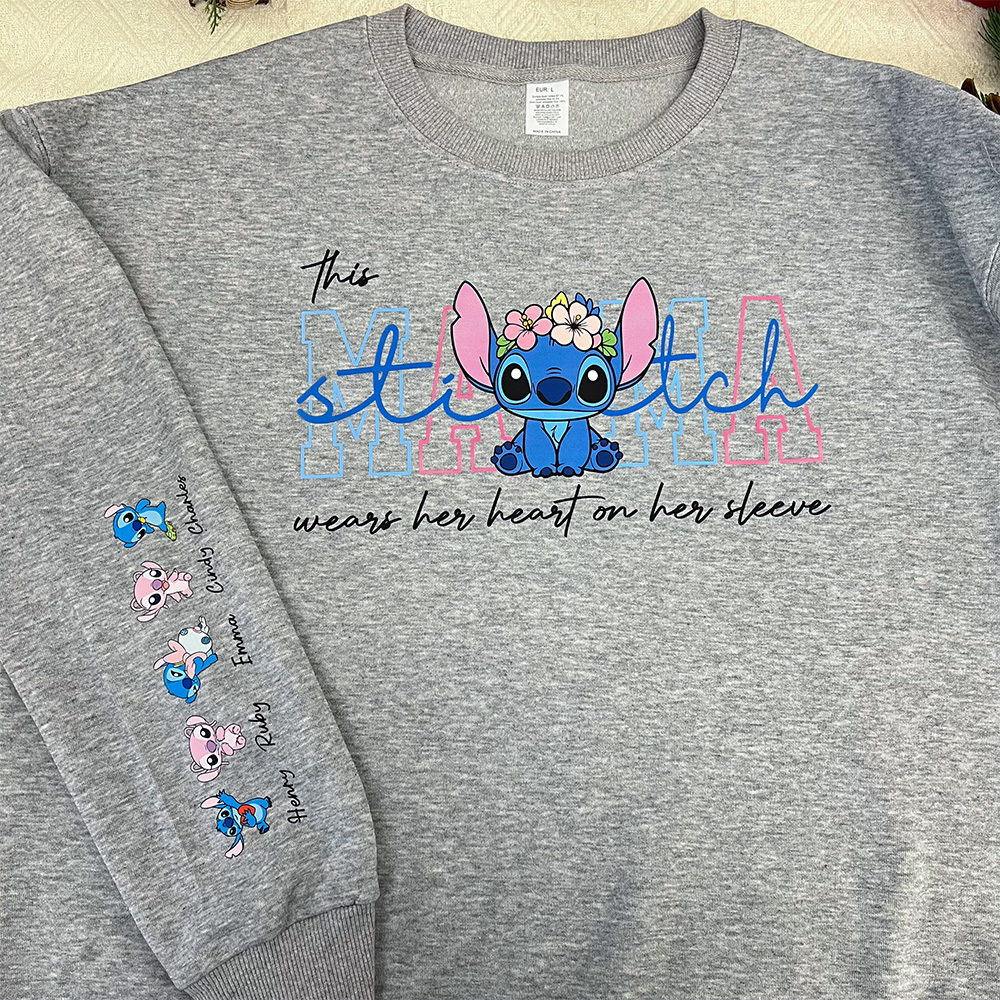 Custom MAMA Stitch Crewneck/Hoodie, With Kids Names