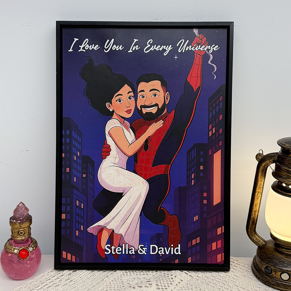 Custom Spider-Man Couple Portrait Wall Art, Superhero Couple Portrait🕸️