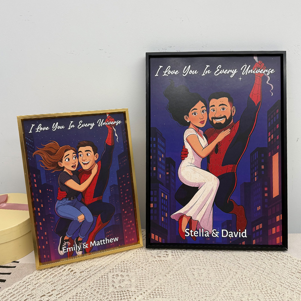 Custom Spider-Man Couple Portrait Wall Art, Superhero Couple Portrait🕸️