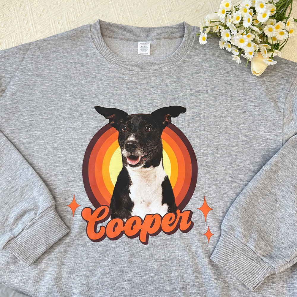 Custom Retro Pet Shirt/Crewneck/Hoodie, Comfort Colors Pets Portrait Shirt