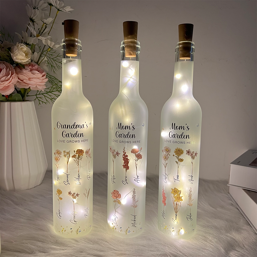 50%OFF⭐️Personalized Mom's Garden Birth Month Flower Bottle Lamp