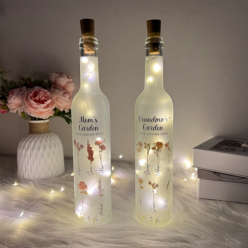 50%OFF⭐️Personalized Mom's Garden Birth Month Flower Bottle Lamp