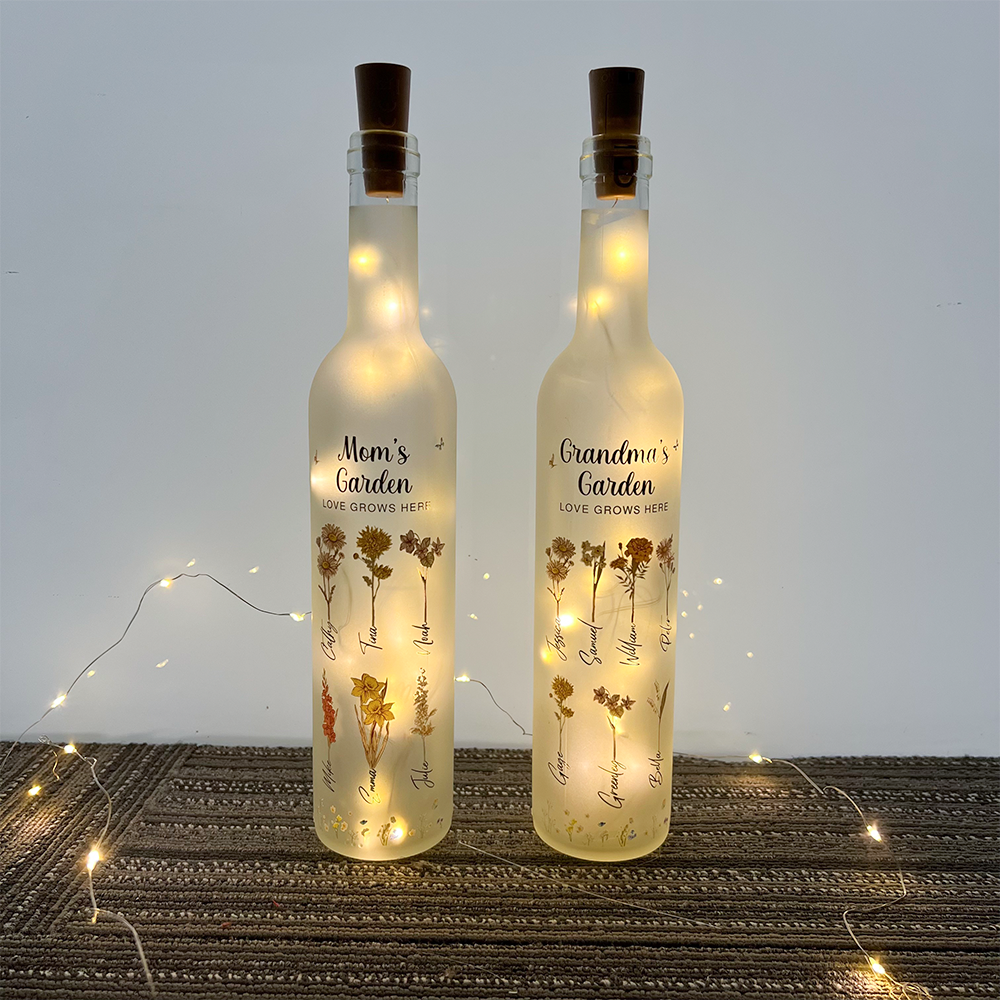 50%OFF⭐️Personalized Mom's Garden Birth Month Flower Bottle Lamp