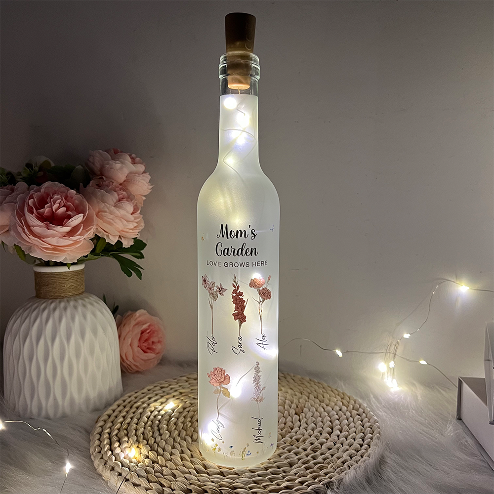 50%OFF⭐️Personalized Mom's Garden Birth Month Flower Bottle Lamp
