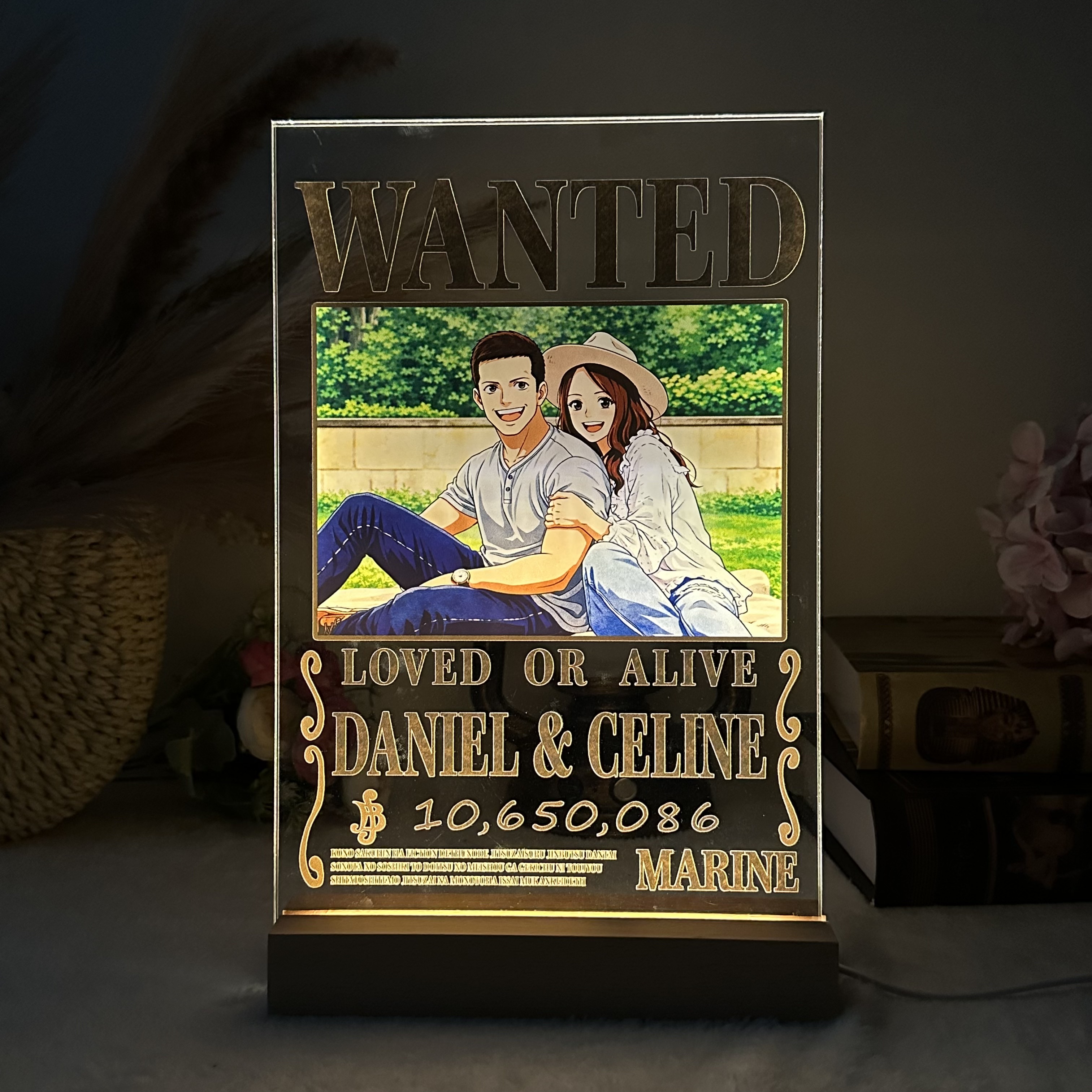 50%OFF⭐️ Custom Anime Wanted Couple Portrait, Pirate Theme LED Frame Gift⚓