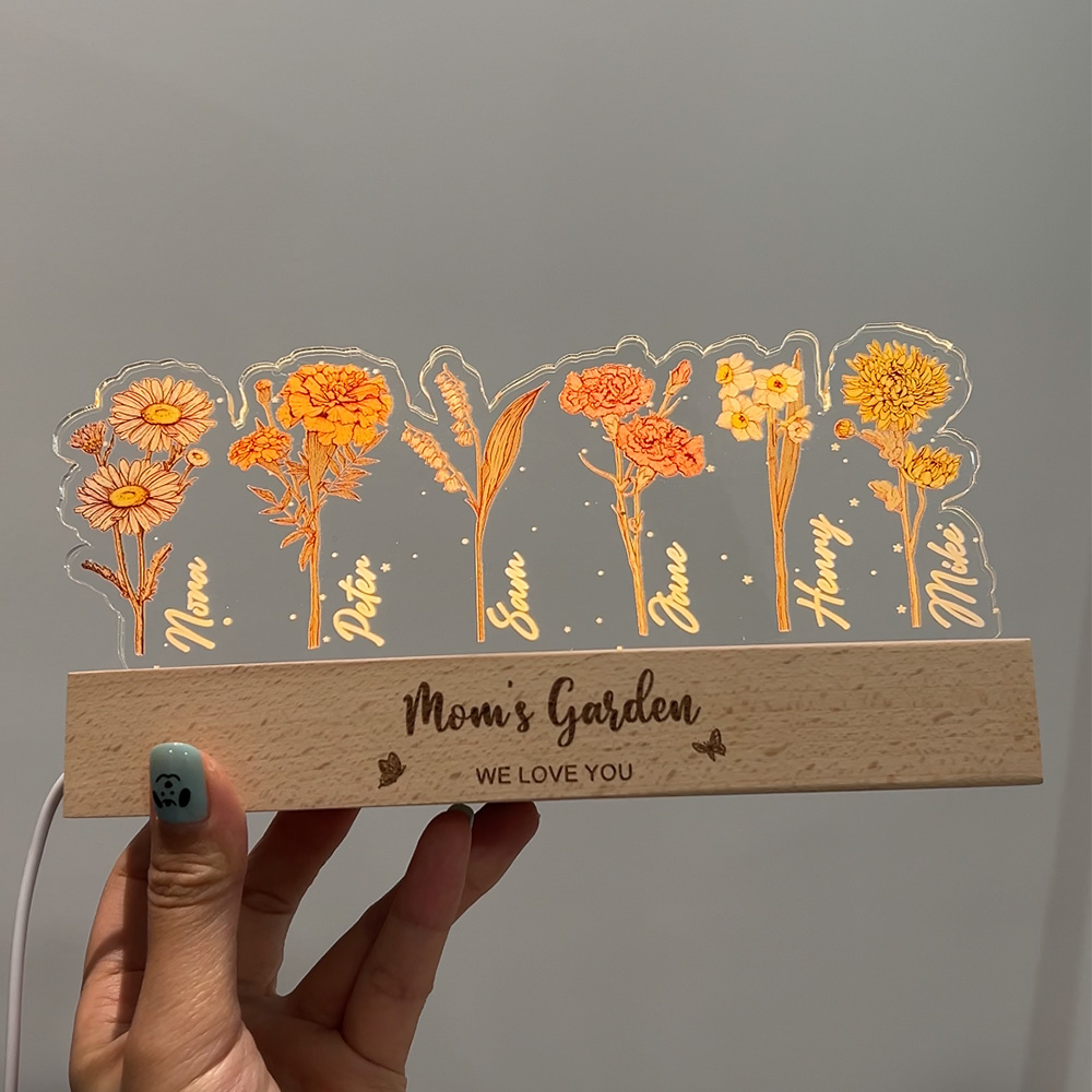 50%OFF⭐️Custom Birth Month Flower & Names LED Night Light