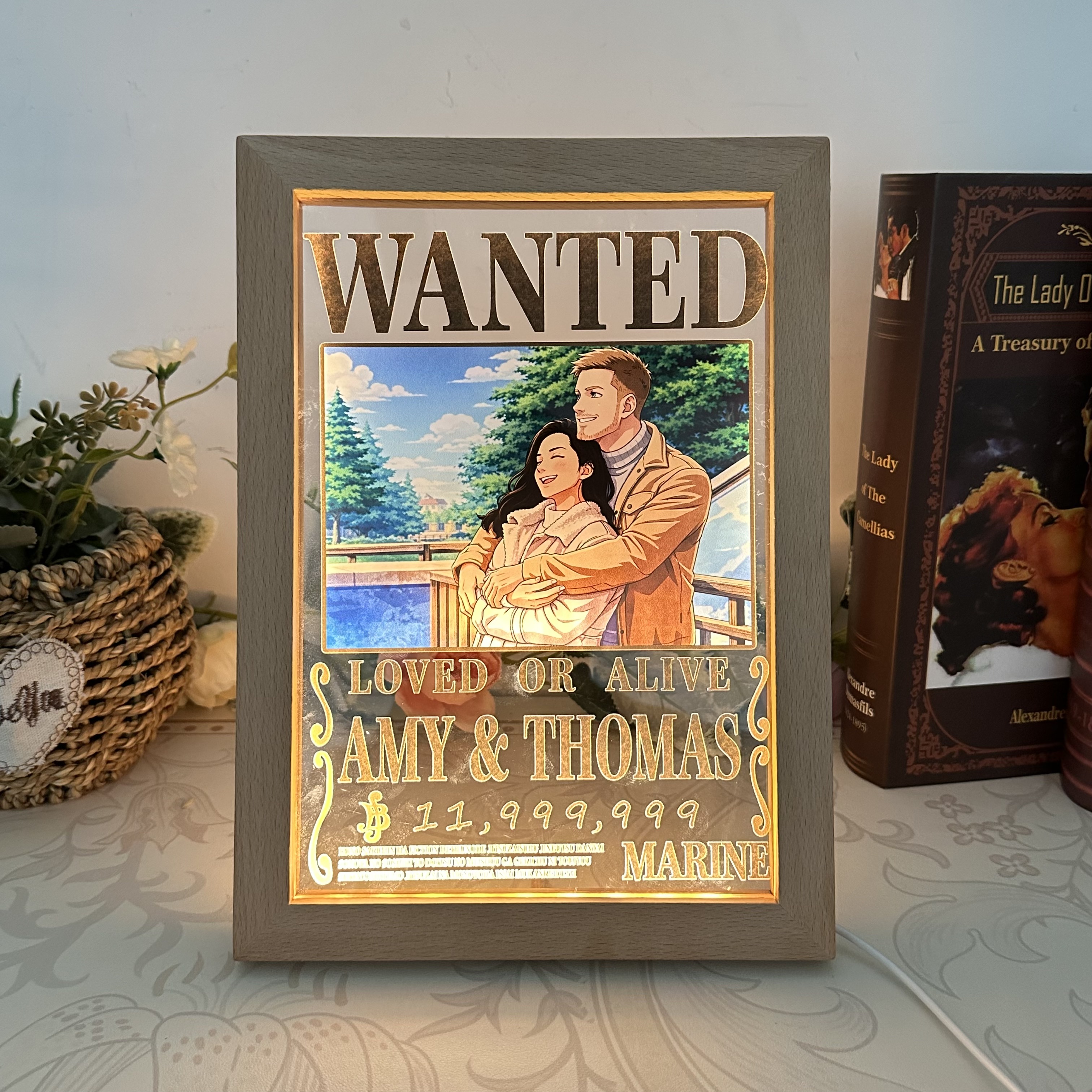 50%OFF⭐️ Custom Anime Wanted Couple Portrait, Pirate Theme LED Frame Gift⚓
