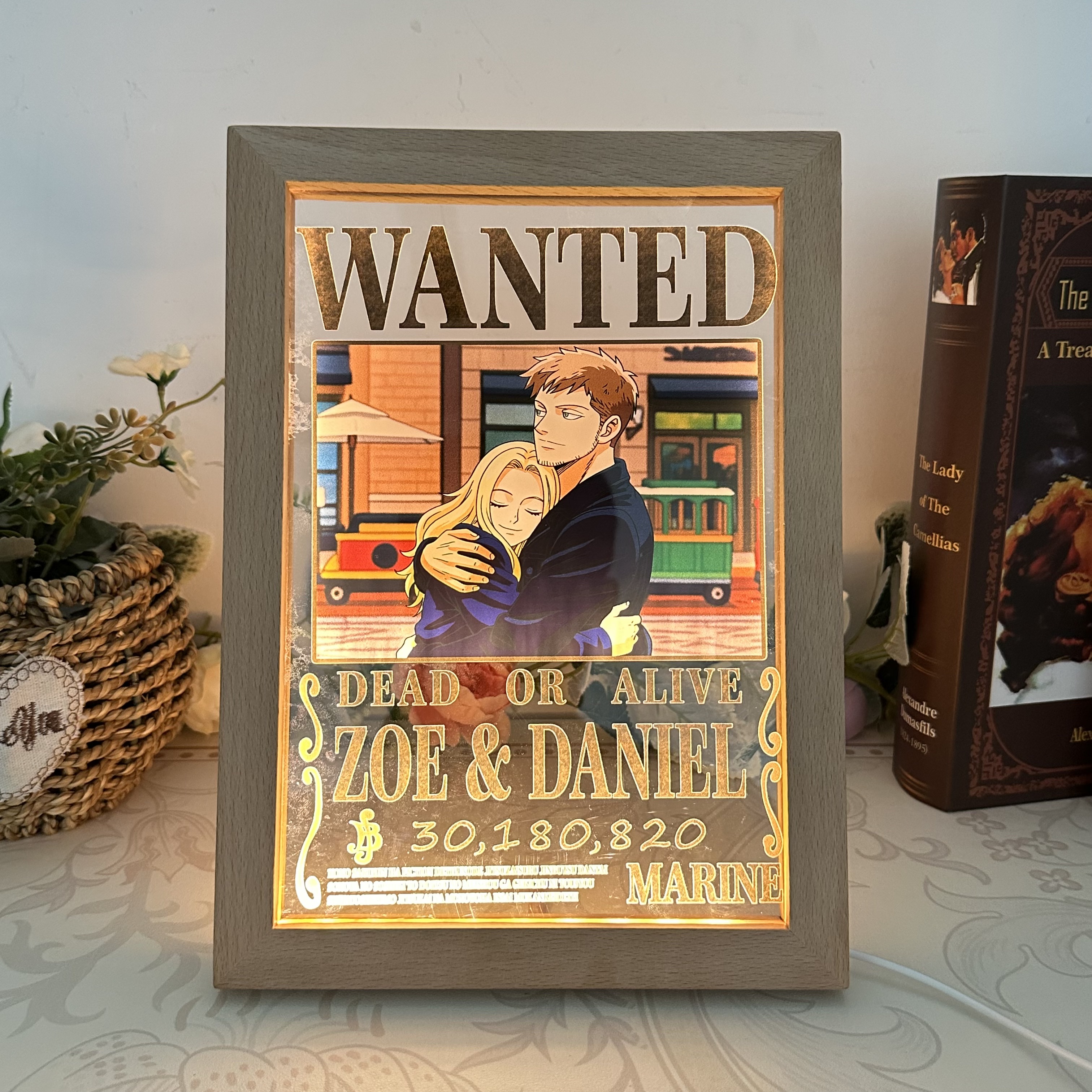 50%OFF⭐️ Custom Anime Wanted Couple Portrait, Pirate Theme LED Frame Gift⚓