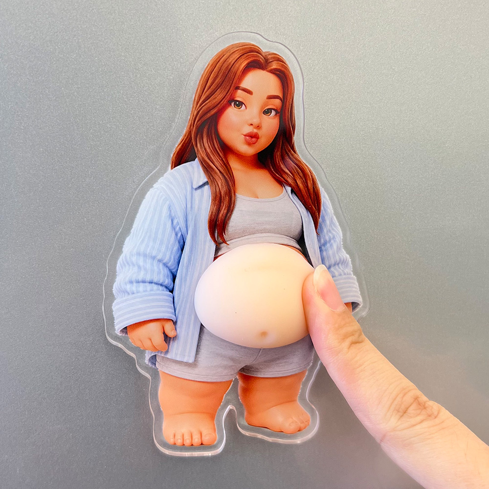 Custom Photo Cartoon Funny Belly Character Couple Family Members -Custom Squishy Acrylic Fridge Magnet