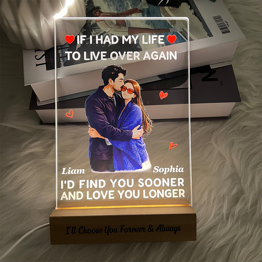 50%OFF❤️If I Had My Life To Live Over Again Custom Couple Anime Art Acrylic LED Light