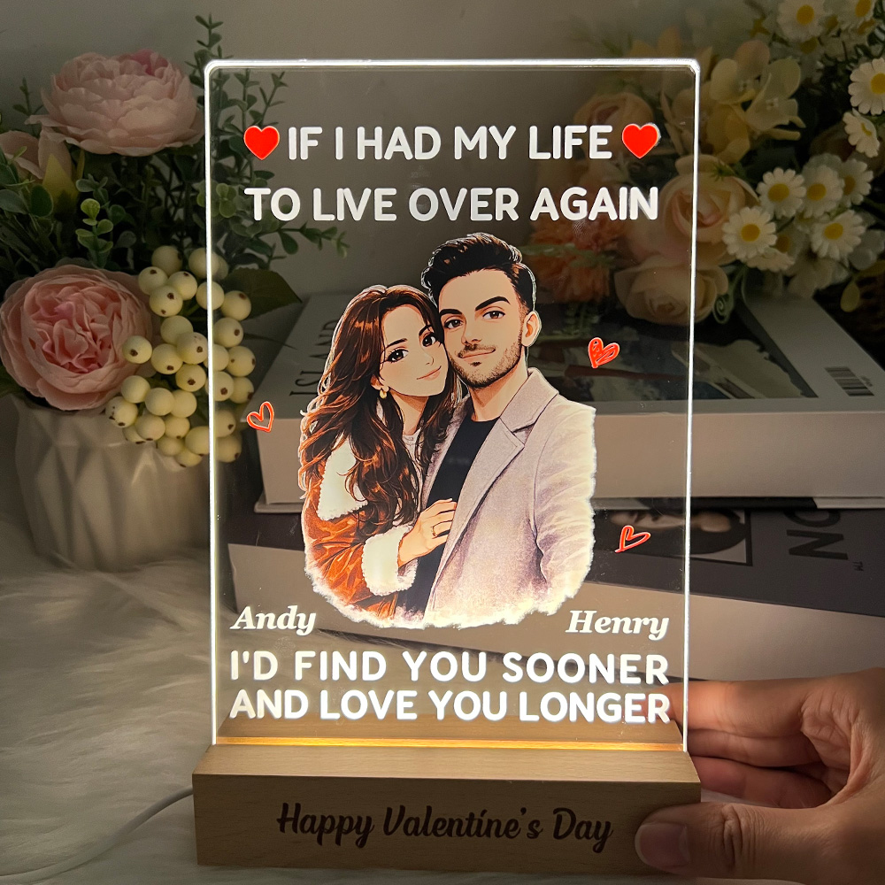 50%OFF❤️If I Had My Life To Live Over Again Custom Couple Anime Art Acrylic LED Light