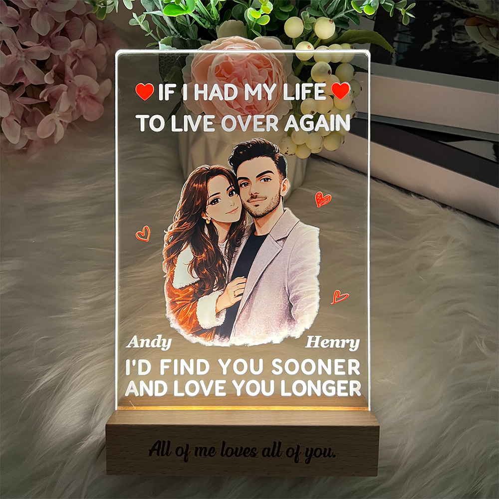 50%OFF❤️If I Had My Life To Live Over Again Custom Couple Anime Art Acrylic LED Light