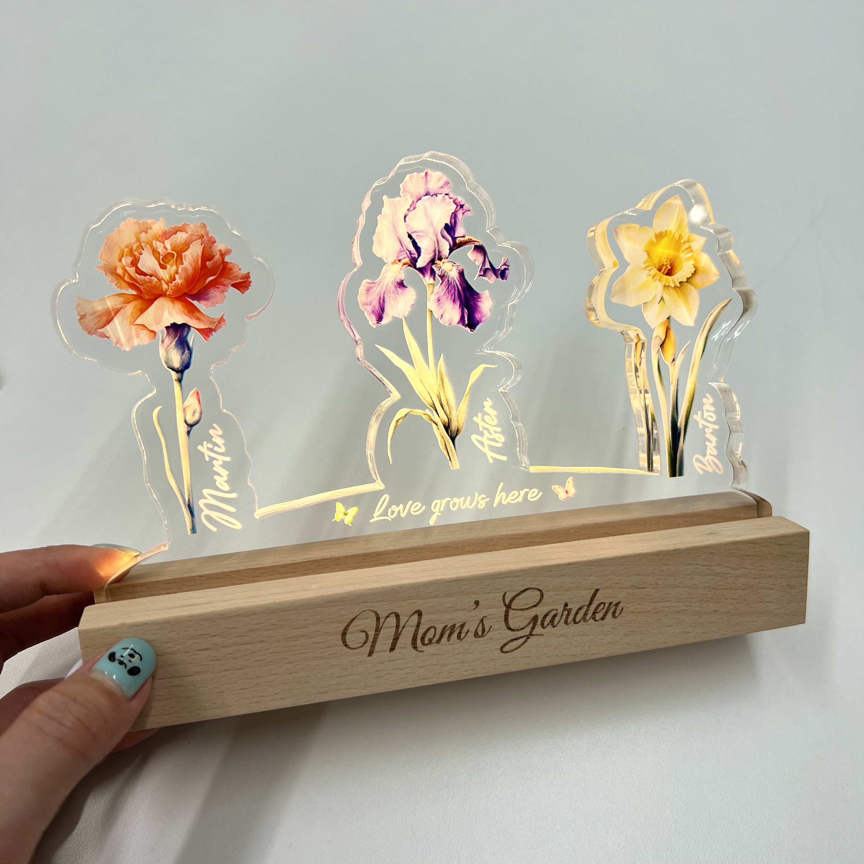 Personalized Arch Mom's Garden Birth Flowers 3D Acrylic LED Light