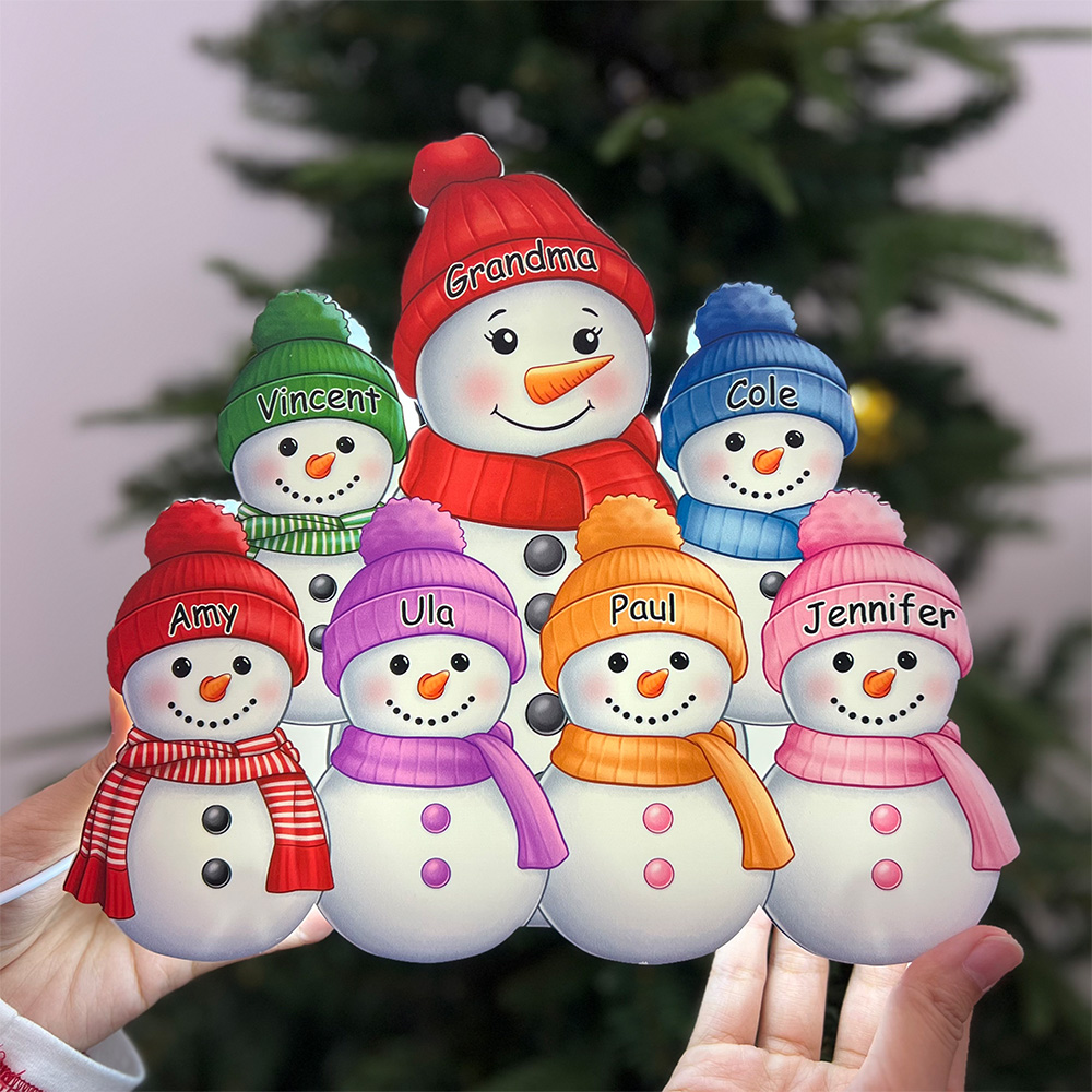 Personalized Snowman Family Acrylic LED Light Box