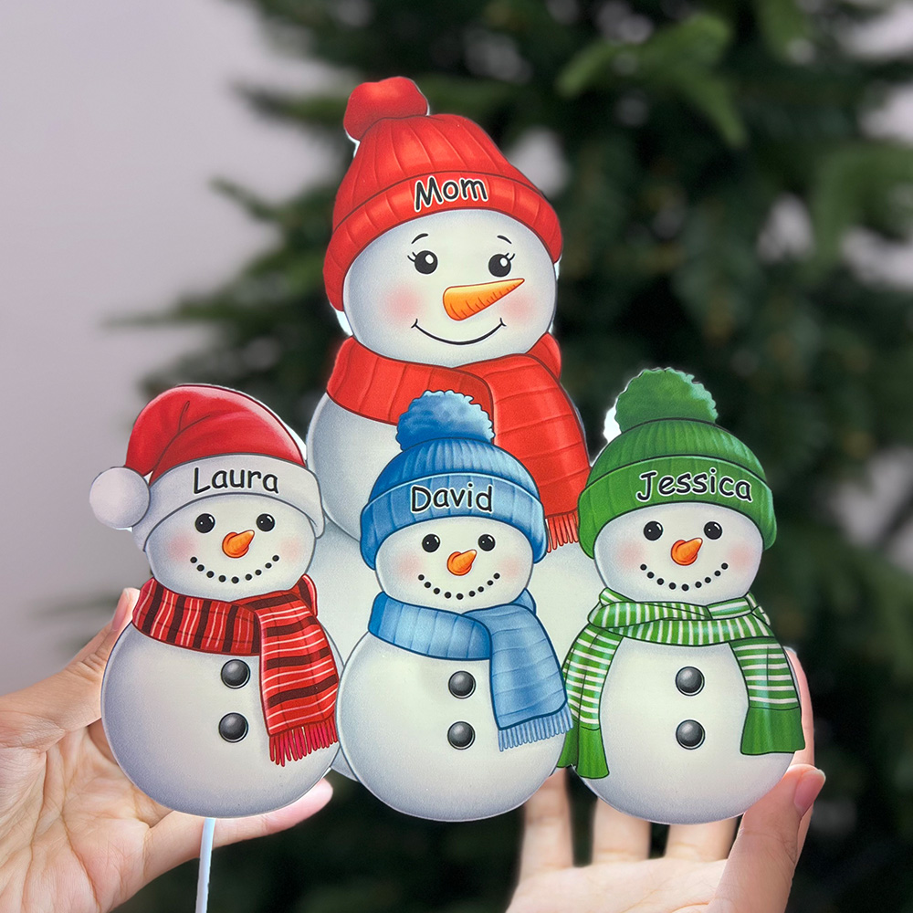 Personalized Snowman Family Acrylic LED Light Box
