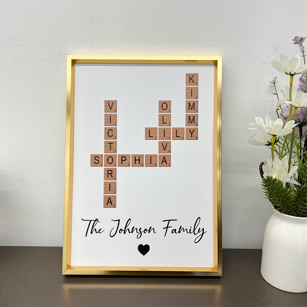 Family Crossword Art - Created In A Moment, Treasured Forever Personalized Frame Gift