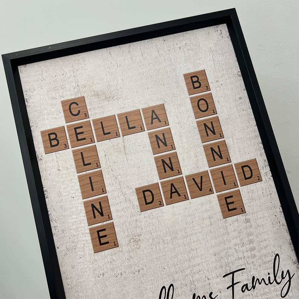 Family Crossword Art - Created In A Moment, Treasured Forever Personalized Frame Gift