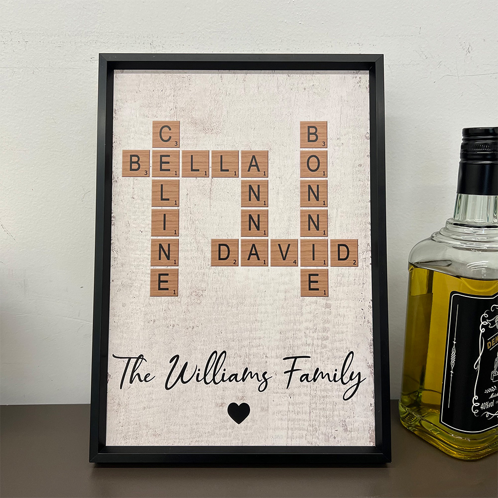 Family Crossword Art - Created In A Moment, Treasured Forever Personalized Frame Gift