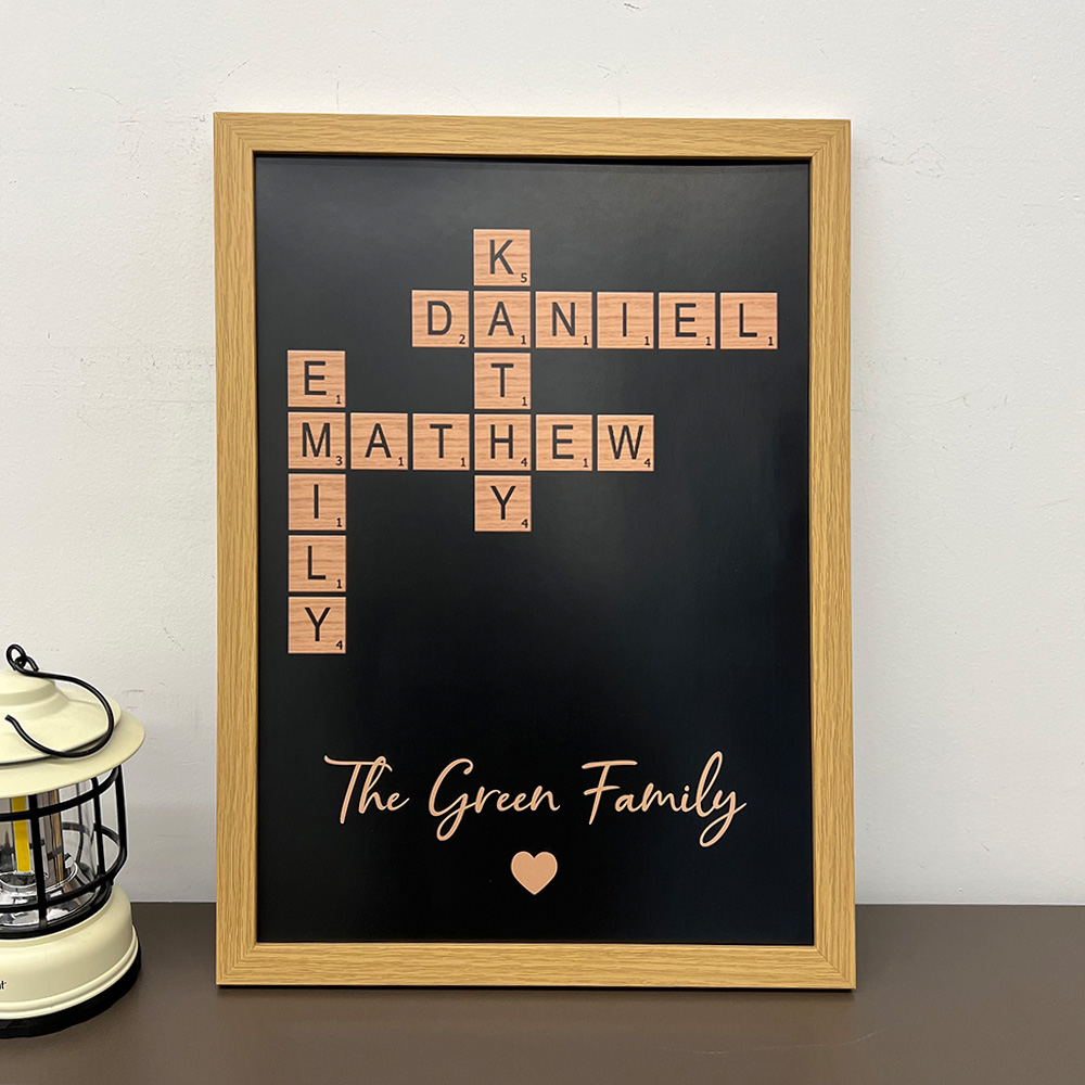 Family Crossword Art - Created In A Moment, Treasured Forever Personalized Frame Gift