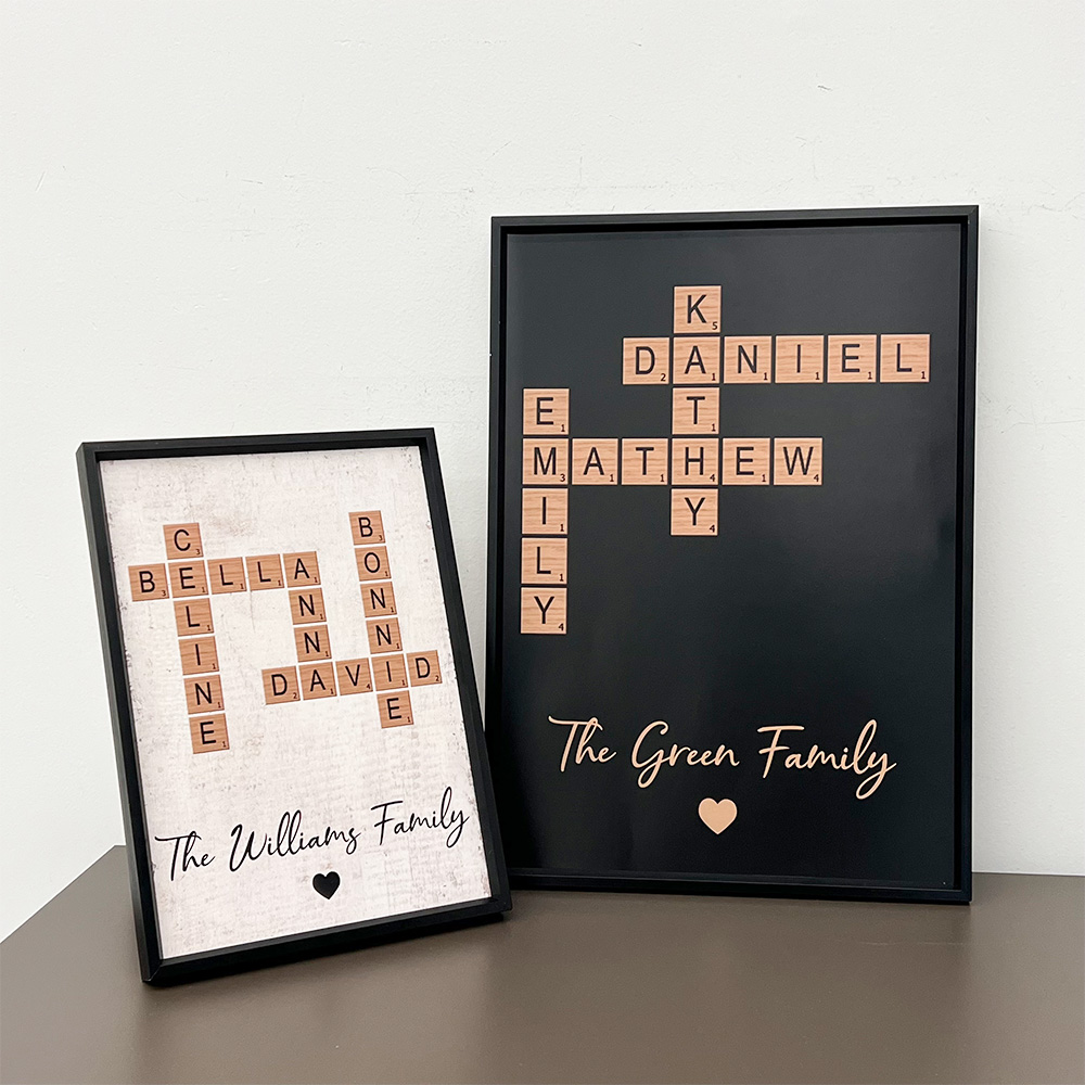 Family Crossword Art - Created In A Moment, Treasured Forever Personalized Frame Gift