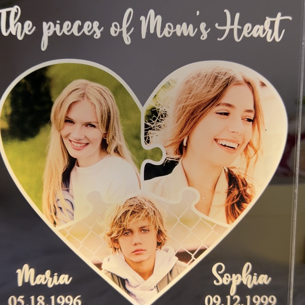 Personalized Photo & Names Puzzle LED, The Piece of Mom's Heart