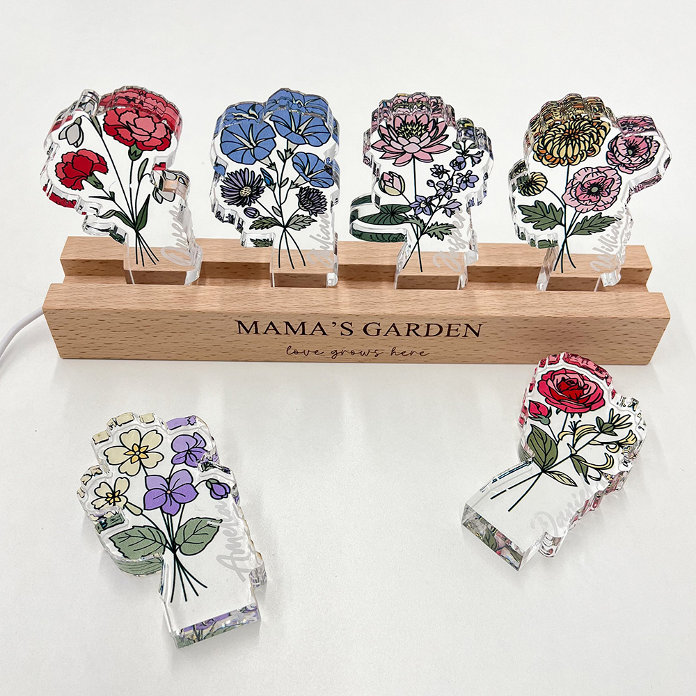 50%OFF✨Custom Birthflower Mom's Garden 3D 15mm Thick Crystal Acrylic Light