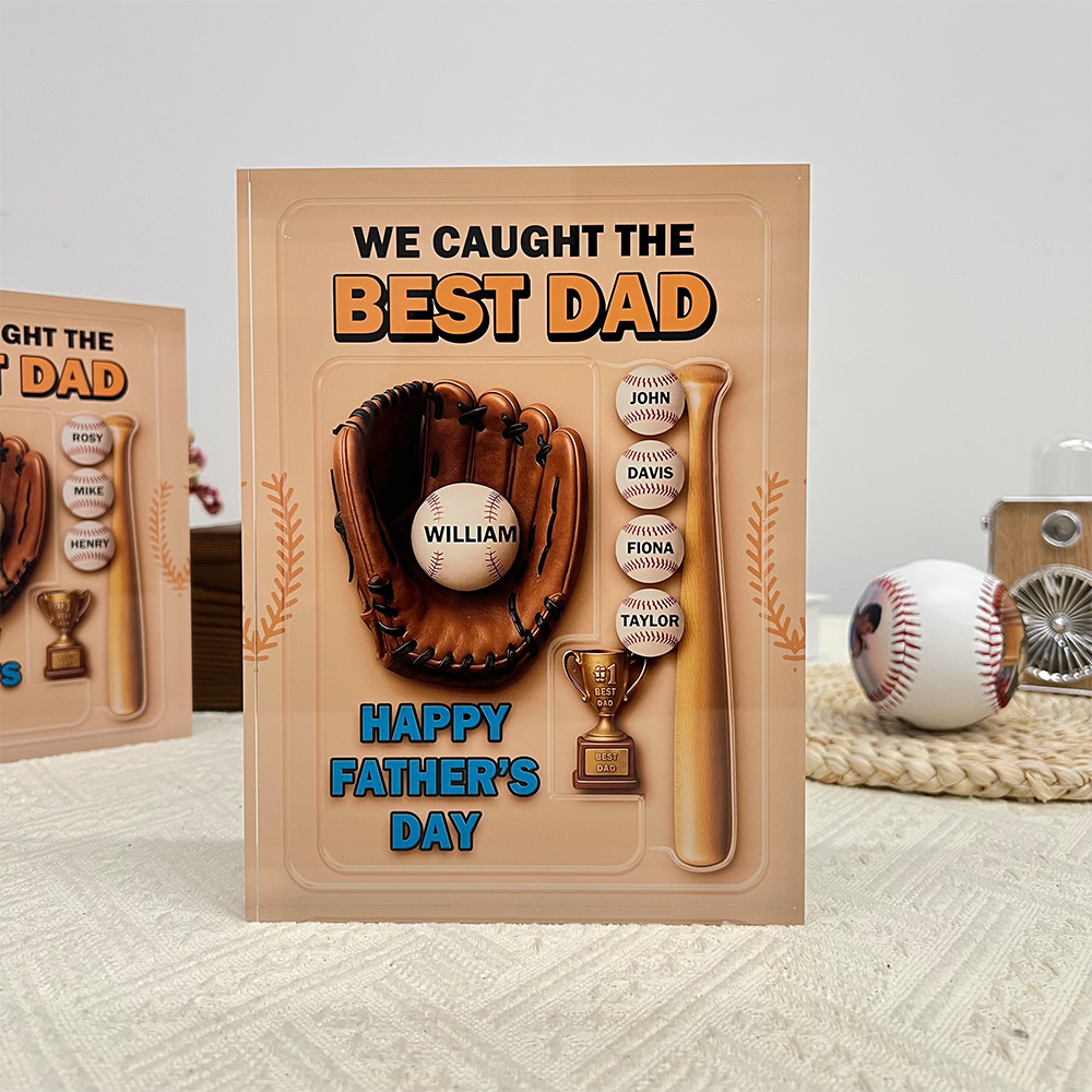50%OFF ⭐️ We Caught the Best Dad Baseball Custom Acrylic Block Plaque
