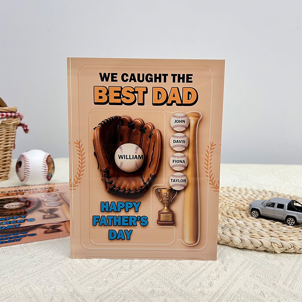 50%OFF ⭐️ We Caught the Best Dad Baseball Custom Acrylic Block Plaque