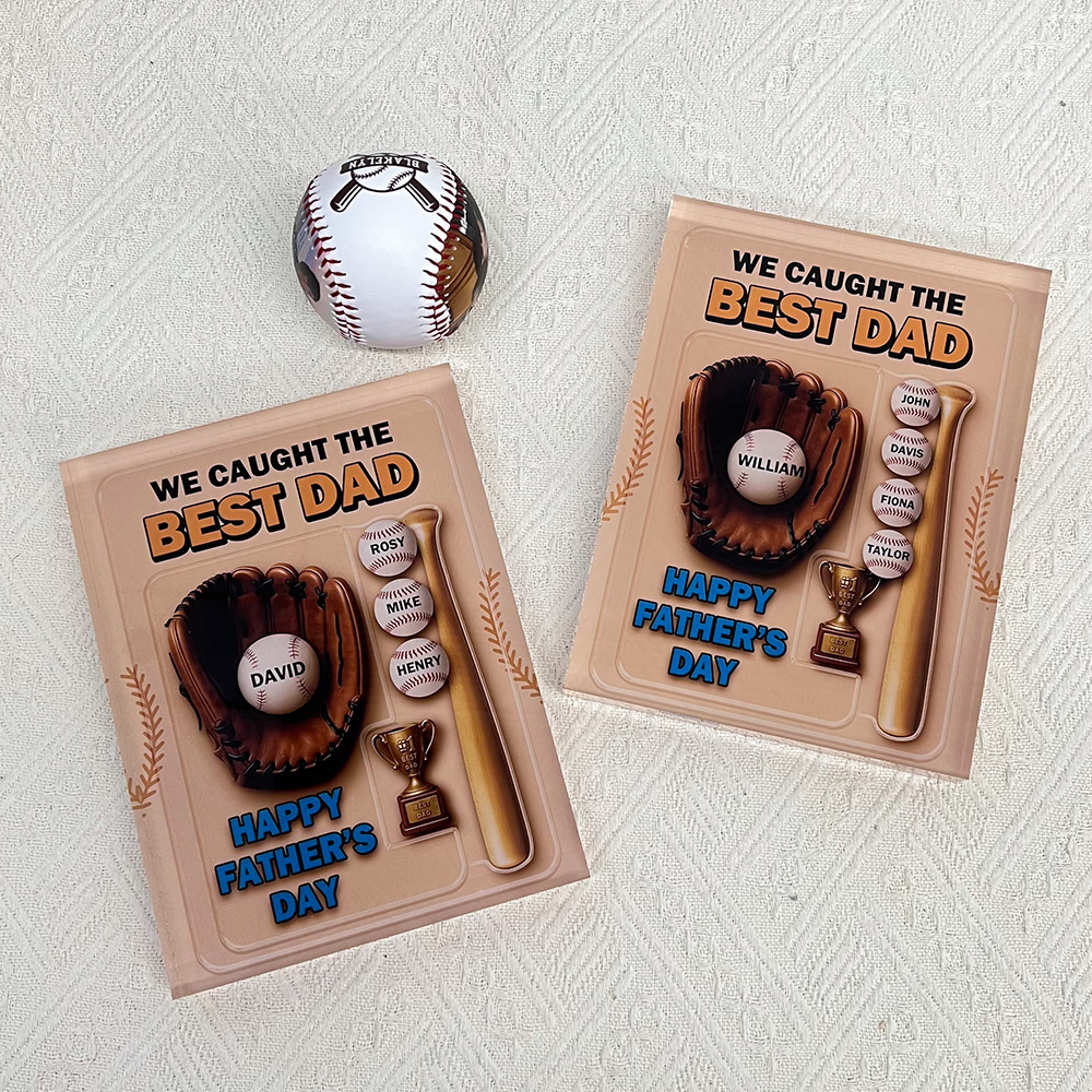 50%OFF ⭐️ We Caught the Best Dad Baseball Custom Acrylic Block Plaque