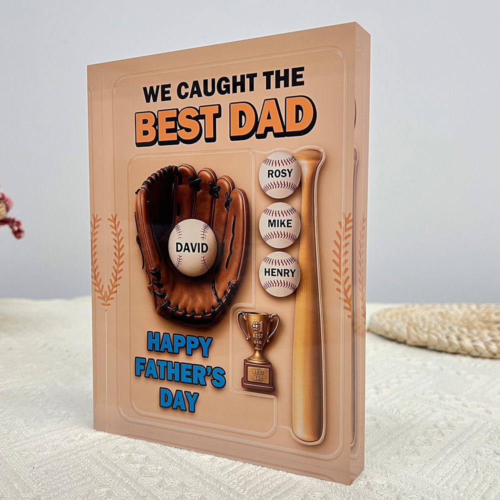 50%OFF ⭐️ We Caught the Best Dad Baseball Custom Acrylic Block Plaque