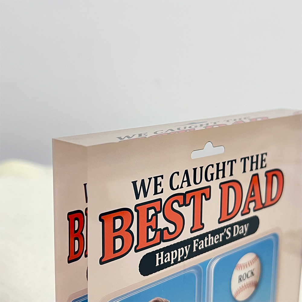50%OFF ⭐️ 3D Effect Baseball Dad We Caught The Best Dad Custom Figure Personalized Rectangle Flat Acrylic Block Plaque