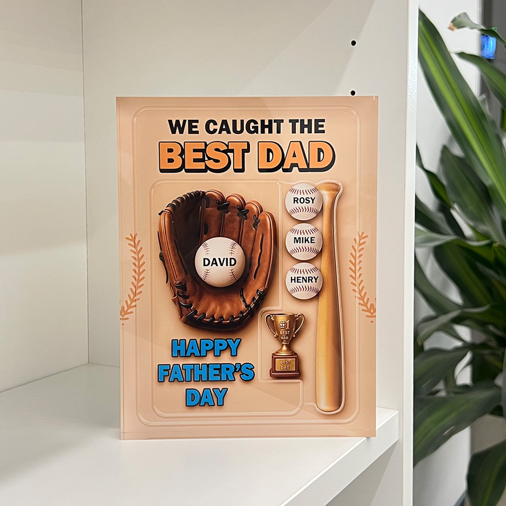 50%OFF ⭐️ We Caught the Best Dad Baseball Custom Acrylic Block Plaque